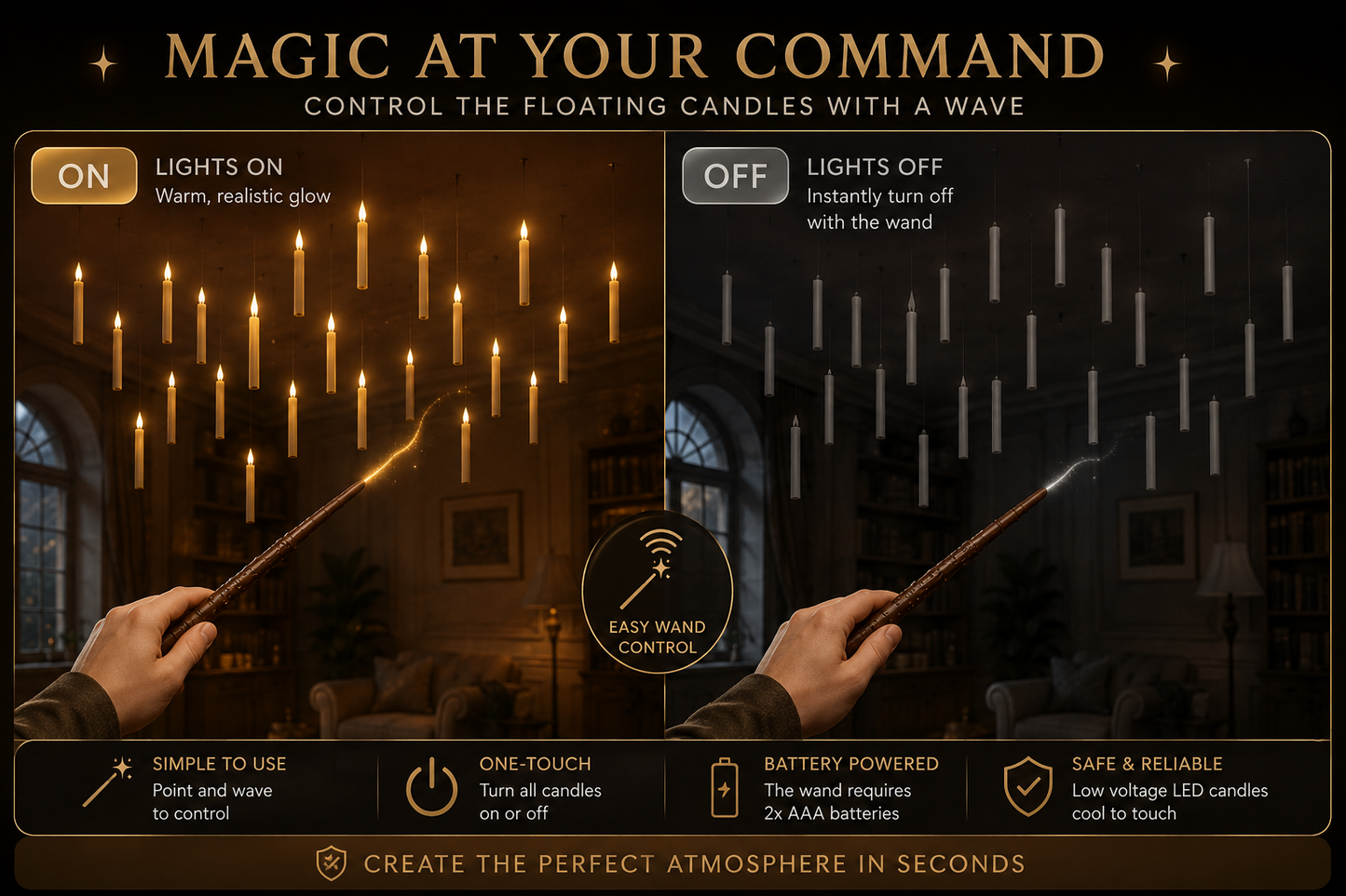 Wickora™ Floating Candles with Magic Wand